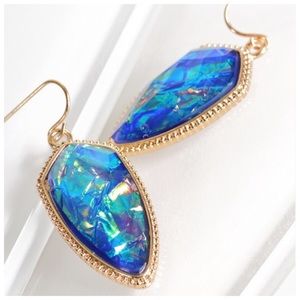 New blue opal acetate marquee earrings